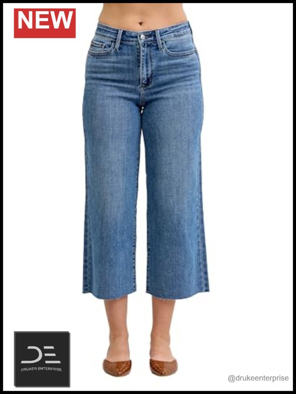 High Waisted Wide Crop Jeans